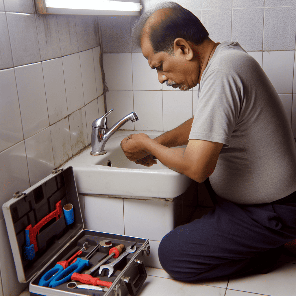 Faucet Repair Near Me | Services Available 24/7 Faucet Repair Clogged sink repair by Memphis plumber, fixing plumbing issues in a bathroom setting.